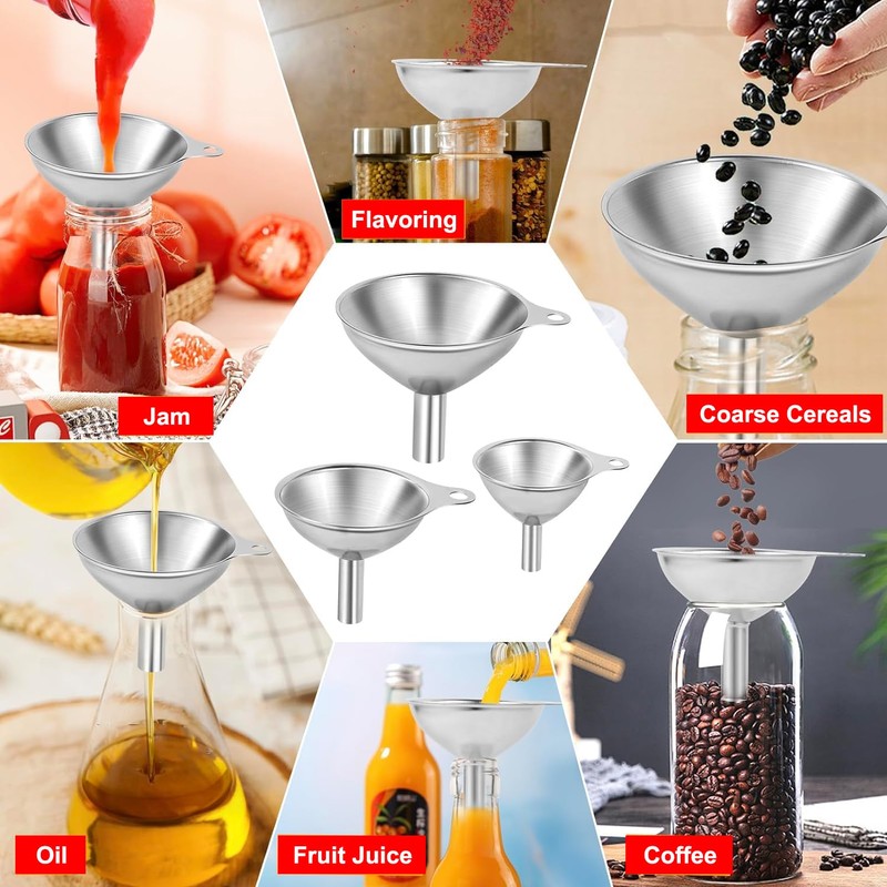 3pcs Stainless Steel Funnel Set - Versatile Kitchen Funnels for