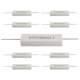 Qjaiune 10Pcs Cement Resistor 10W 500 Ohm Resistor, Ceramic Resistor Power Resistor, Precharge Horizontal Resistors Wirewound Resistor, Flame Resistance
