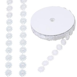 20 Yards Daisy Flower Trim Ribbons, Vintange Floral Lace Ribbons, White Flower Lace Trim for Sewing Hairstyles Bows Handicrafts Wedding Dresses Curtain Gift Wrapping