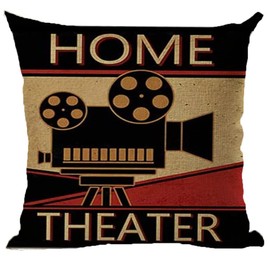 Supkin Movie Theater Decor Pillow Covers 4 Pack Pillow Case Home Theater Decor 18 X 18 inch Cushion Case Media Room Decor for Sofa Couch