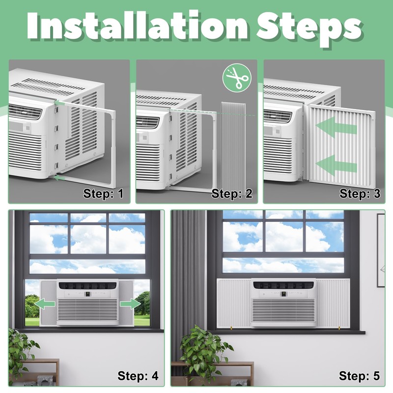 Memrita Window Air Conditioner Side Panels with Adjustable Frame, Universal