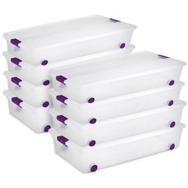 Sterilite 8-Pack 60 Quart ClearView Latch Box, Wheeled Underbed Organizer Bins with Latching Lids - Clear Plastic Organization Containers for Closet, Bedroom, Shelving Units and Everyday Home Storage