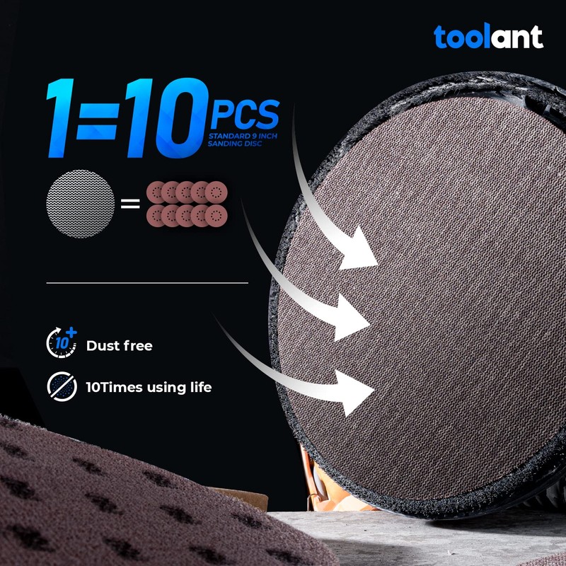 toolant Mesh Abrasive 9 inch Drywall Sander Sandpaper, Dust-Free Hook