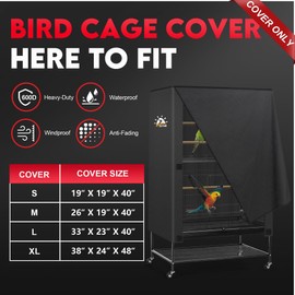 Zettum Bird Cage Cover - 600D Bird Cage Covers for Night Heavy Duty & Waterproof, Fade-Resistant Pet Bird Cage Cover Accessory for Parakeet, Parrot, Cockatiel and More Finches - 38 x 24 x 48 Inch