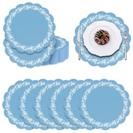 100pcs Blue Cielito Lindo Paper Placemats, HYMENEX Mexican Table Mats for Mexican Dinnerware Birthday Favors Cielito Lindo Party Decorations Wedding Supplies (Blue)