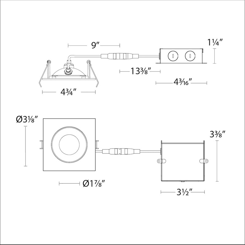 WAC Lighting Lotos 4in LED Square Adjustable Recessed Light 5-CCT