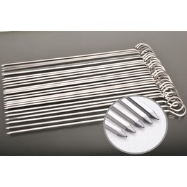 24 Pack Barbecue Skewers Metal BBQ Sticks,10" Stainless Steel Skewers for Grill, Roasted Beef, Chicken, Grilled Vegetables (Square BBQ 24P, 10inch)