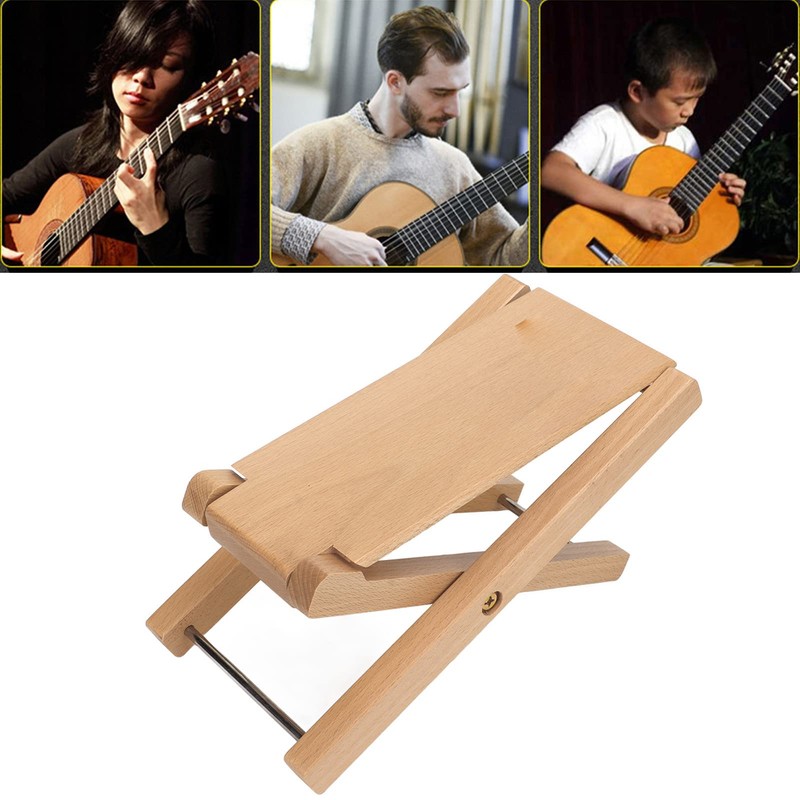 Guitar Footrest, Extra Robust, Elegant, Foldable Wooden Step Footstool, Provides