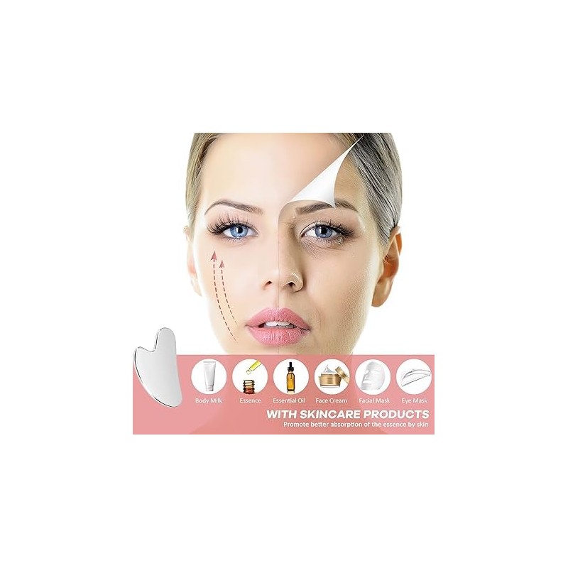 BOOSEN 3 Piezas Gua Sha de Acero Inoxidable, Herramienta Gua