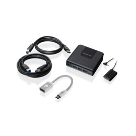 IOGEAR 4x2 USB 3.0 Peripheral Sharing Switch with USB-C Adapter, GUS432CA1KIT