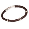 NOVICA Artisan Handmade Men's Leather Sterling Silver Bracelet with Accents