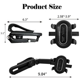 QKWL Sun Visor Phone Holder, Rotatable and Retractable Car Phone Holder, Non-Slip and Durable, Easy to Install, Suitable for Most Mobile Phones (Gray)