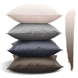 JOTOM Grey Cushion Covers 45 x 45cm Velvet Throw Pillow Covers Home Decorative Square Pillowcase 18x18 Soft Cushions Pillow Cover for Outdoor Sofa Couch Livingroom Bedroom Decor Set of 4 (Grey Series)