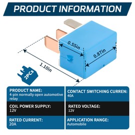 Hbxdeco 2PCS 90987-02027 12V Car Relay, 4 Pin AC Relay Replaces 90080-87026 90987-02028, Multi Purpose Automotive Relay A/C Relay Compatible with 4Runner Camry Corolla and More