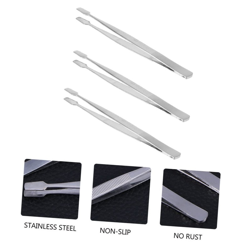 WOONEKY 3pcs Practical Stamp Nipper False Eyelash Tweezer Stainless Steel