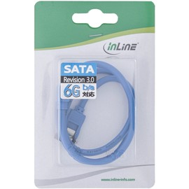 InLine SATA Cable 50 cm Angled with Safety Tab Blue