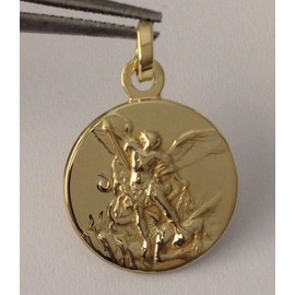 925 STERLING SILVER SAINT MICHAEL THE ARCHANGEL MEDAL - GOLD PLATED (GUARANTEED) - 100% MAD IN ITALY (Medium Size)