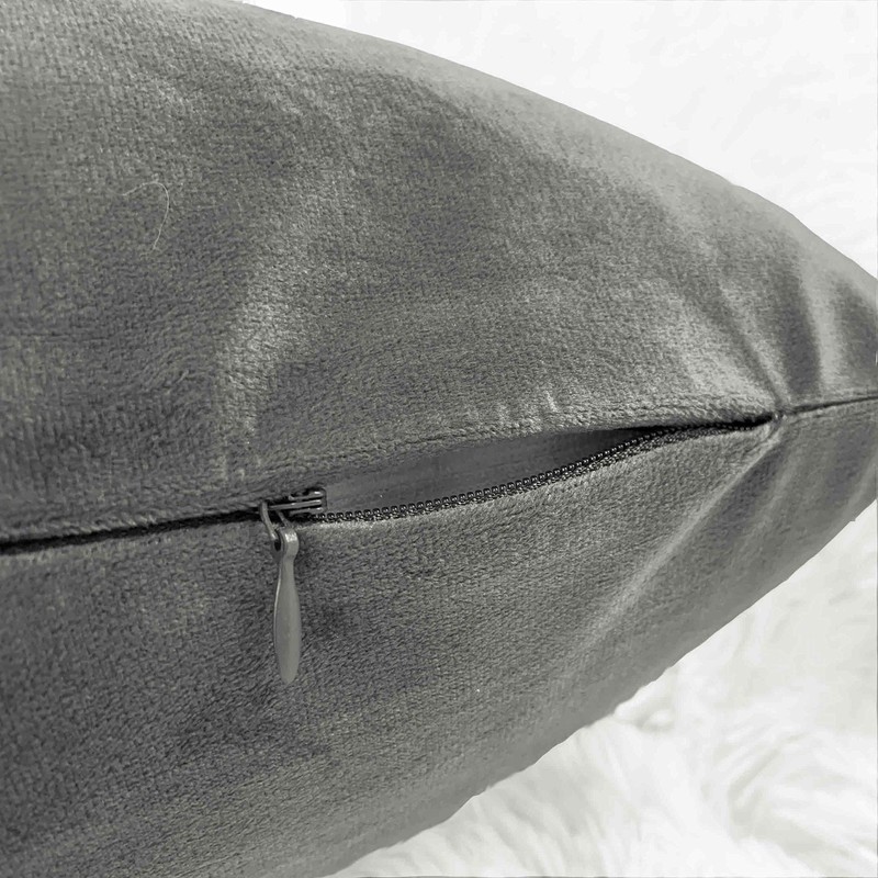 Set of 2 Luxton Velvet Square Cushion Covers Light Grey,