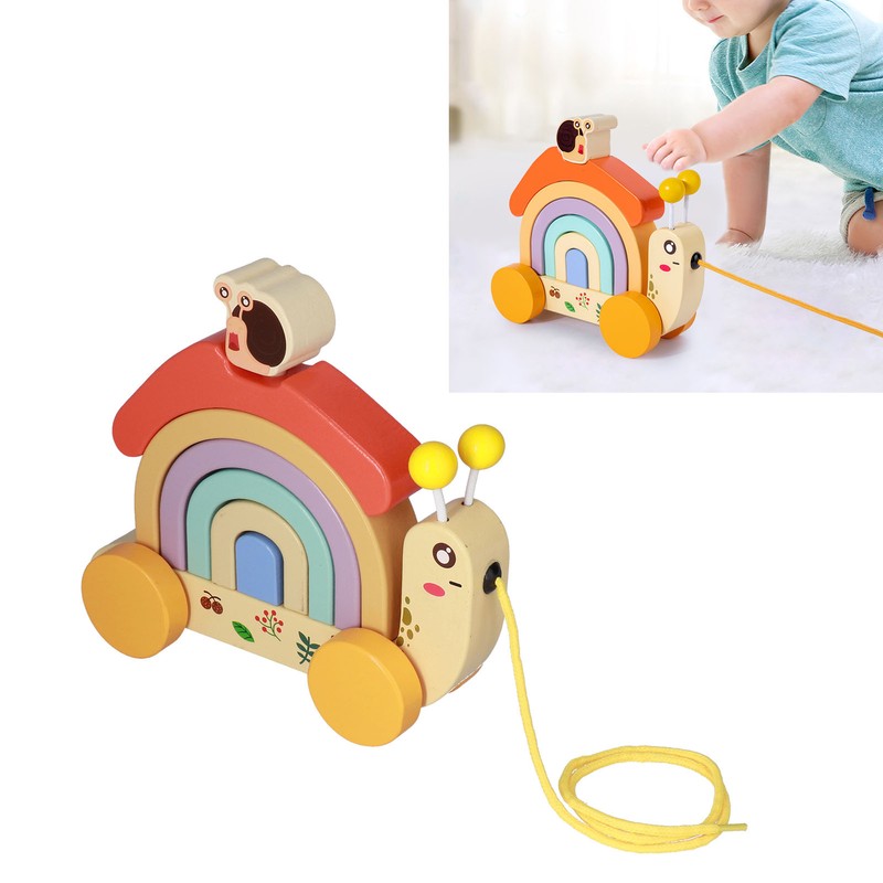 Beech Wooden Baby Pull Along Toy WalkALong Snails Toddler for