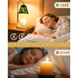 Green Candle Warmer Lamp with Timer Dimmable, Flower Candle Warming Light Height Adjustable, Wax Melt Warmer Candle Lamp for Jar Scented Candles, Birthday Christmas Housewarming Gifts for Women Mom