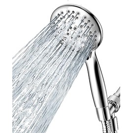 High Pressure Shower Head with Handheld, JDO 6 Spray Settings Handheld Showerhead, 4.3" High Flow Rain Showerhead Set with 59" Stainless Steel Hose and Adjustable Bracket for Bathroom, Gym, Hotel