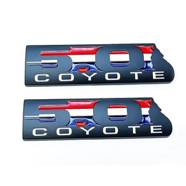2 Pack 5.0 Coyote Emblem 3D Badge Decal V8 5.0L Howling Engine Nameplate Sticker (Black)