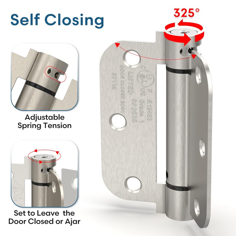 Treasem Self Closing Door Hinges, Auto Closing Spring Hinges with