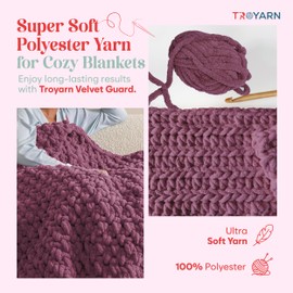 Troyarn - Hilo grueso de chenilla, súper voluminoso, suave, esponjoso, hilo de felpa para tejer a mano, hacer cobijas, madejas gigantes para tejer brazos, decoración del hogar, 4 x 200 g, 4 x 28