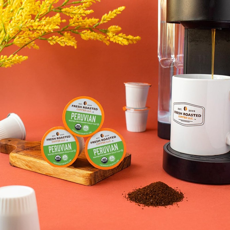 Fresh Roasted Coffee, Organic Peru Water Processed Half-Caf, Mold &