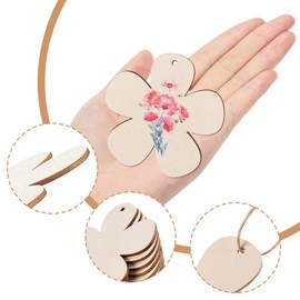 Pack of 20 Wooden Flowers with 6 m String Blank Wooden Discs for Crafts Wooden Flowers Wooden Ornaments Wooden Decoration for Easter Painting, DIY Crafts Scrapbooking Pendants 7.62 cm