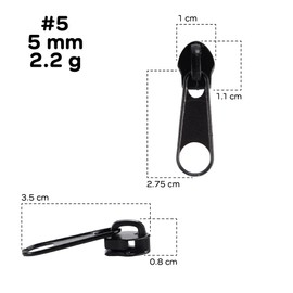 10pcs #5 Metal Zipper Slider Pulls for Coil Teeth - Black