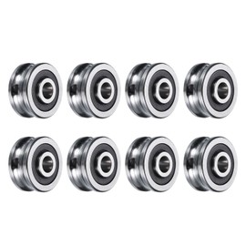 sourcing map 8pcs SG25 U Groove Track Guide Bearing 8x30x14mm U Groove Roller Wheel (GCr15) Chrome Steel Bearings, ABEC3