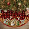 Christmas Tree Skirt, 48 inches Red Luxury Velvet Plush Fur