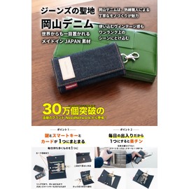 Need Network Men's Key Case, 6 Hooks, Okayama Denim, Smart Key Case, Carabiner, Indigo Blue, blue