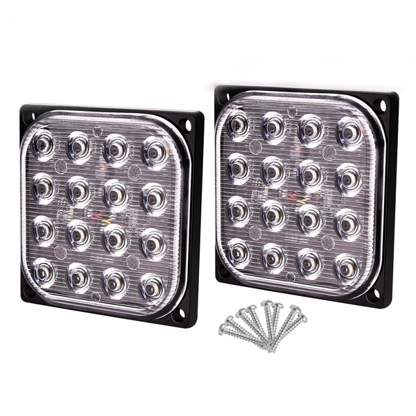 Biqing 2PCS Ultra-Thin Emergency Warning Lights Hi/Lo/Flashing 3Modes,Square 16LED Side