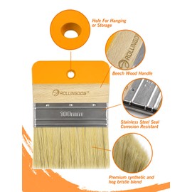 ROLLINGDOG 4" Flat Paddle Paint Brush - Decorative Brush for Walls Texture Paint and Artist Painting