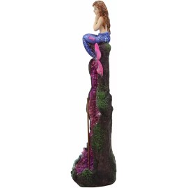 Ebros Ocean Mermaid Sitting On A Purple Coral Reef Pillar Tower Incense Burner