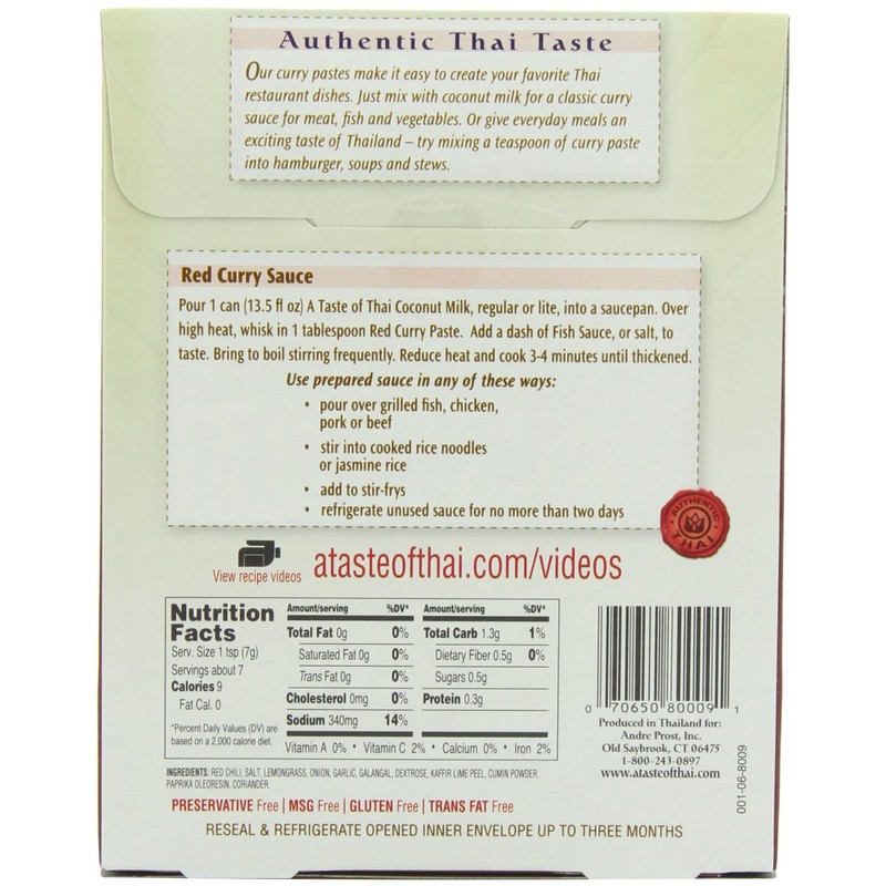 A Taste of Thai Red Curry Paste, 1.75-Ounce Packets (Pack