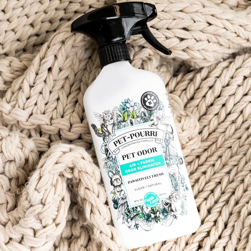 Pet-Pourri Pet Odor Air + Fabric Odor Eliminator Spray, Pawsitively