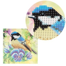 Ideen mit Herz Diamond Painting Greeting Card | 16 x 16 cm | 370 gsm | Includes Envelope & Tools (Bird & Flowers 01)