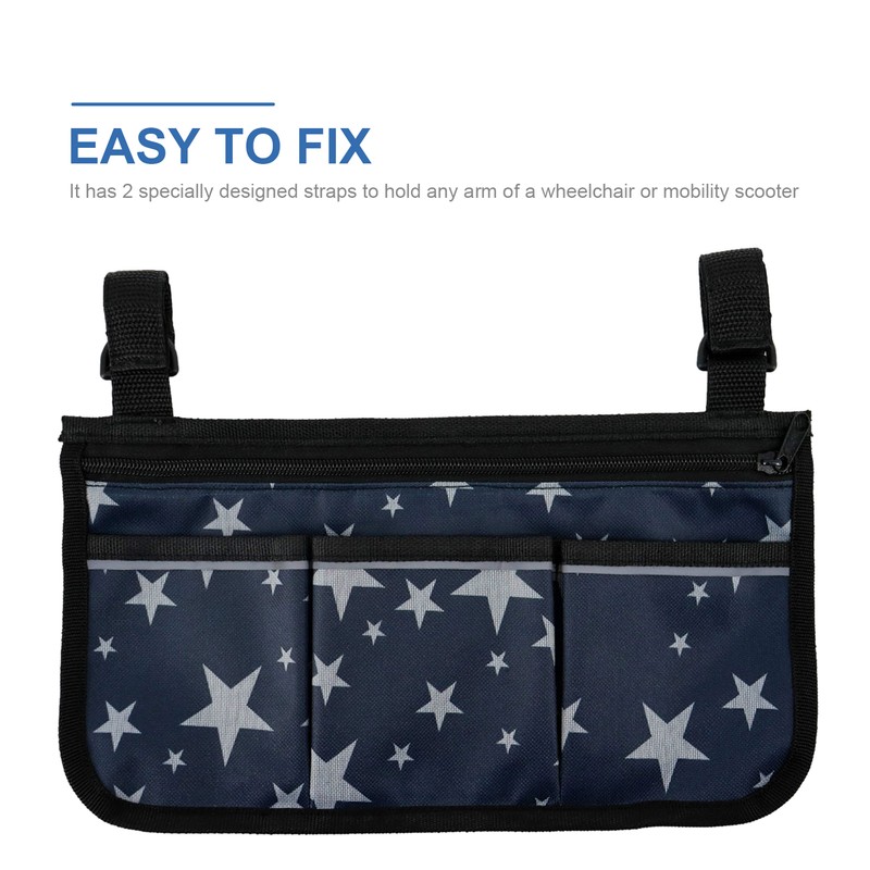 Wheelchair Bag with Pockets Reflective Strips Armrest Side Bag for