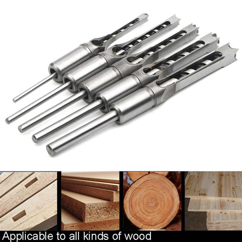JIUWU Woodworker Square Hole Drill Bits, Mortising Chisel Set, 5pcs