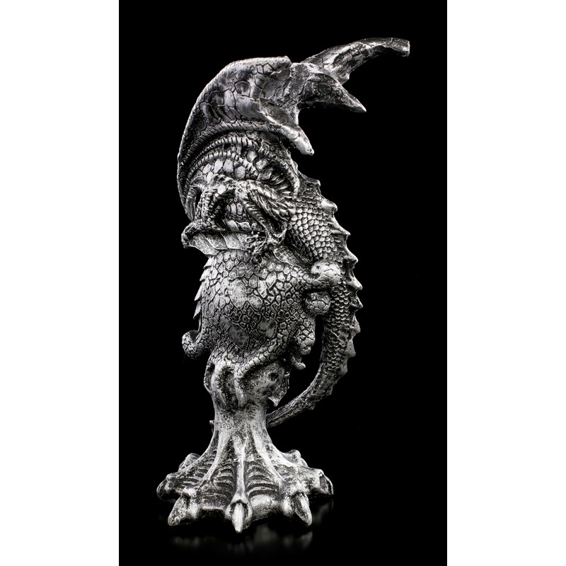 Dragon Figure with Eye in Emerald Green, 17.5 cm, Silver