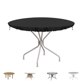 SIMPHAUS Table Top Cover Tarpaulin for Round Garden Table Cover Garden Furniture Cover Garden Table Round Weather Protection Table Cover Waterproof UV-Resistant 420D Oxford Fabric Diameter 122 x 10 cm