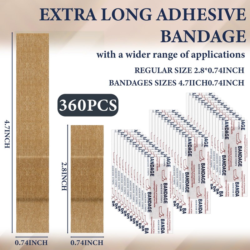Geiserailie 360 Pcs Extra Long Flexible Fabric Bandages 4.72 x