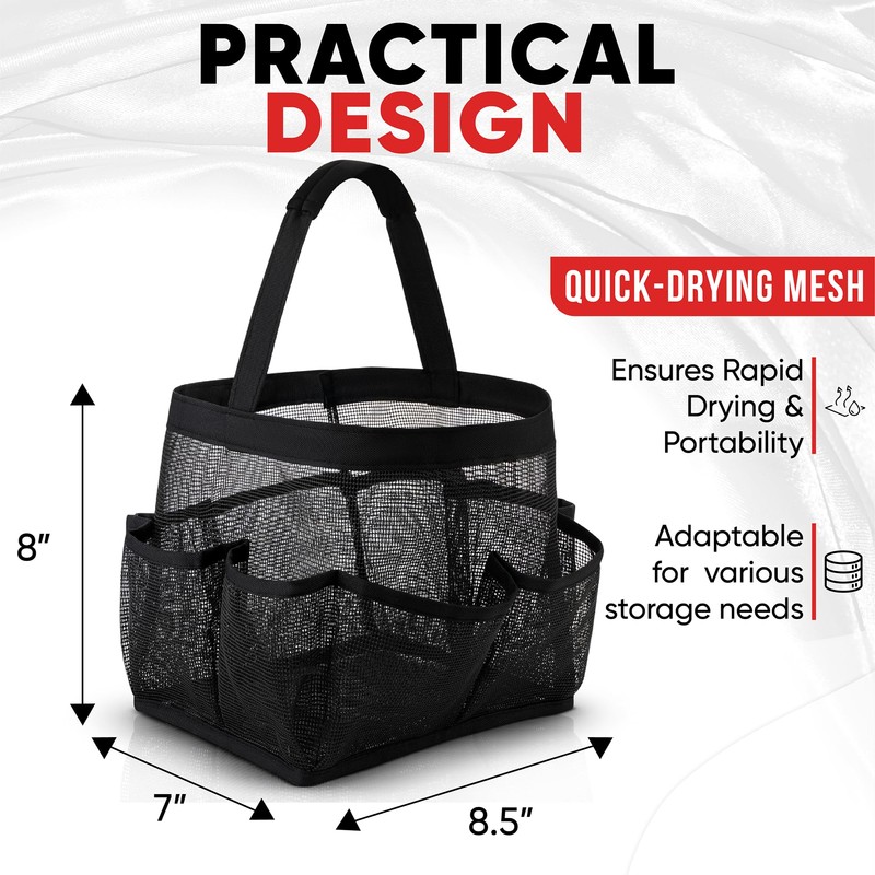 Masirs Mesh Shower Caddy Bag - (9 Pocket) Large Collapsible,