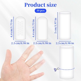30PCS Gel Finger Sleeve Protectors, Fingertips Protection Finger Covers Protector, Gel Finger Sleeve Protectors Provide Relief Finger Sleeves for Finger Cracking
