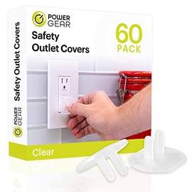 Power Gear - Fundas de enchufe a prueba de bebés a prueba de niños para enchufes eléctricos, fundas de enchufe de fácil instalación, con certificación UL, para prevención de golpes, transparente