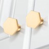 6 Pcs Brass Cabinet Door Knob, Hexagonal Gold Kitchen Door