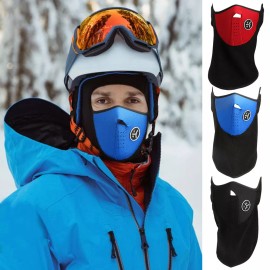 Unbranded Winter Ski Balaclava Cycling Bandana Breathable Face Mask Motorcycle Neck Gaiter - Black